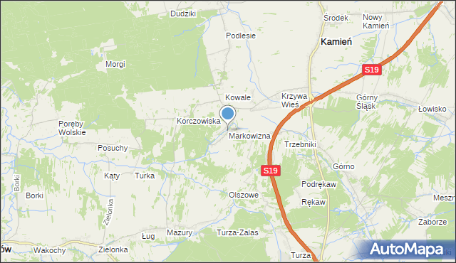 mapa Markowizna, Markowizna gmina Sokołów Małopolski na mapie Targeo